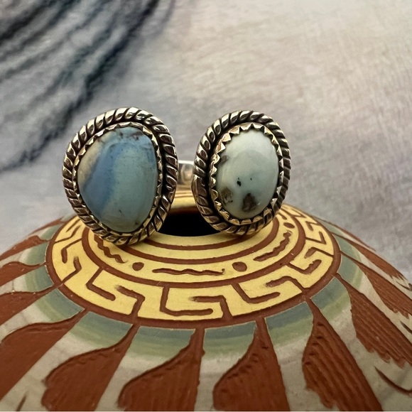 ❤️ Golden Hills Turquoise Palomino Variscite 925 By-Pass Ring Adj 7 Navajo - Picture 5 of 12